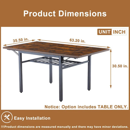 Modern Industrial 63.2 Extendable Dining Table w/Drop Leaf, Seats 6