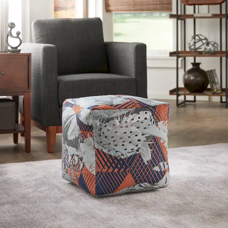 Brunico Upholstered Square Pouf Ottoman by iNSPIRE Q Bold