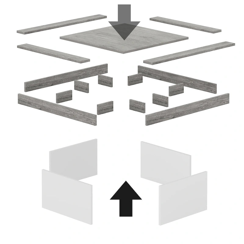 Farmhouse Square LED Coffee Table Engineered Wood Coffee Table for Living Room