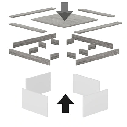 Farmhouse Square LED Coffee Table Engineered Wood Coffee Table for Living Room