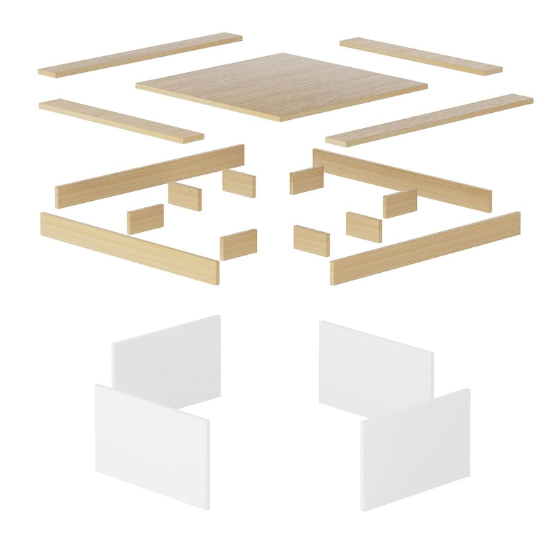 Farmhouse Square LED Coffee Table Engineered Wood Coffee Table for Living Room