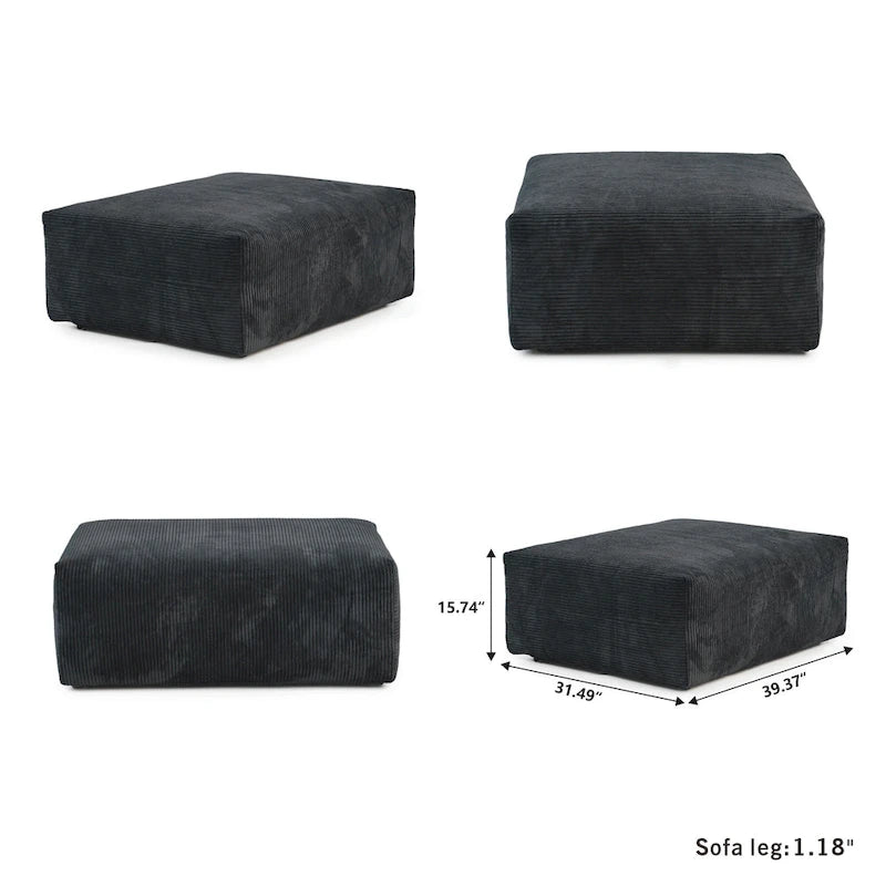 Large Modular Sectional Sofa Corduroy Upholstery U-Shaped 4 Seater with 2 Ottoman and 5 Pillows