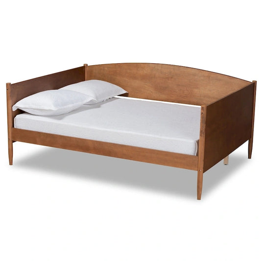 Veles Mid-Century Modern Ash Walnut Finished Wood Full Size Daybed