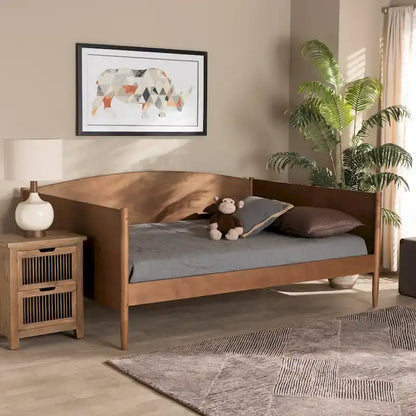 Veles Mid-Century Modern Ash Walnut Finished Wood Full Size Daybed