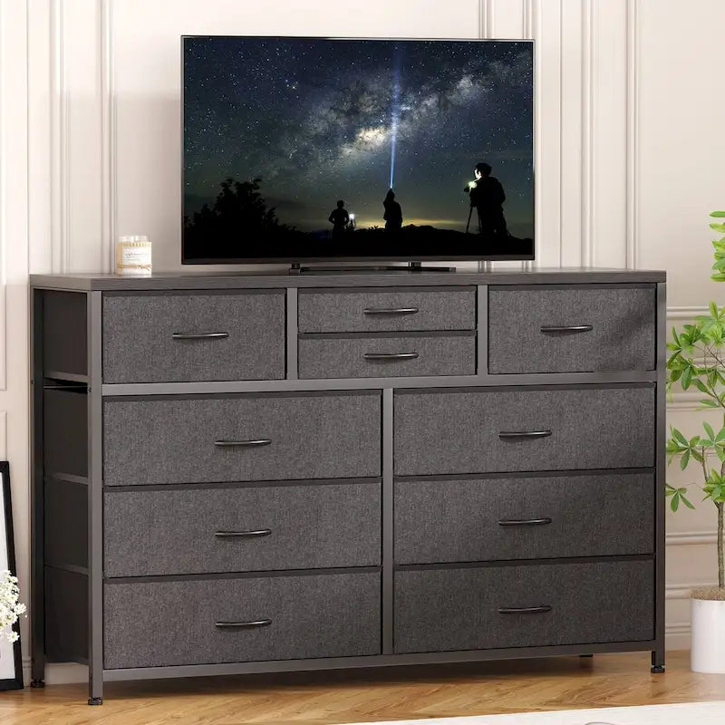 Modern Dresser TV Stand with 10 Drawers - n/a