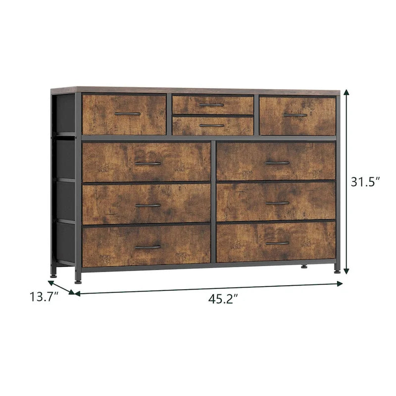 Modern Dresser TV Stand with 10 Drawers - n/a