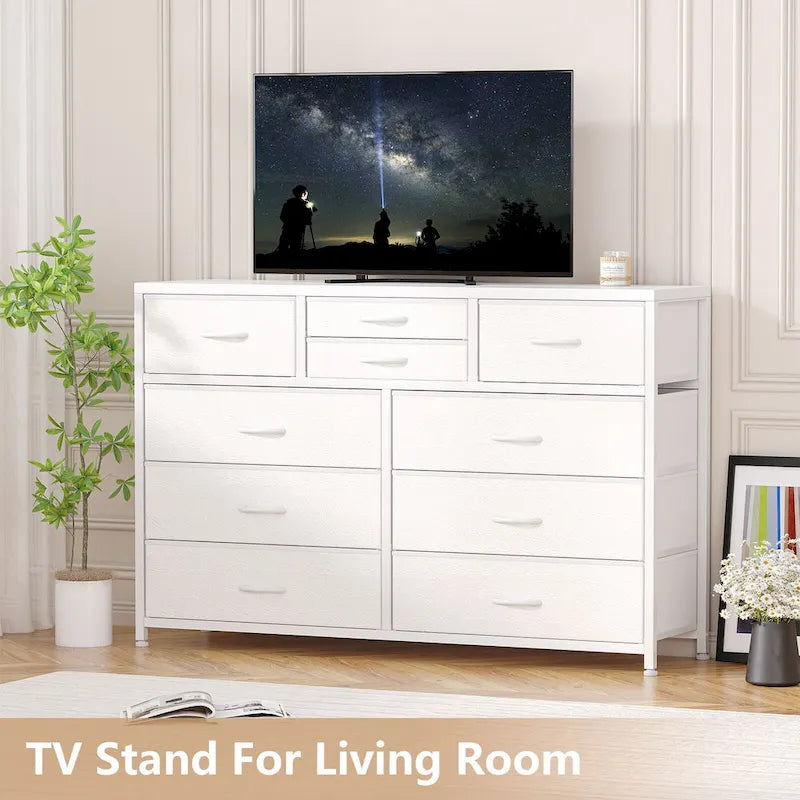 Modern Dresser TV Stand with 10 Drawers - n/a