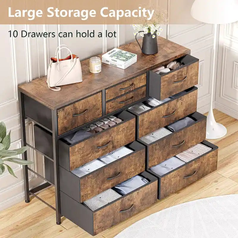 Modern Dresser TV Stand with 10 Drawers - n/a