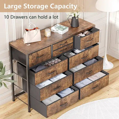 Modern Dresser TV Stand with 10 Drawers - n/a