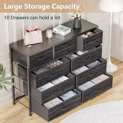 Modern Dresser TV Stand with 10 Drawers - n/a
