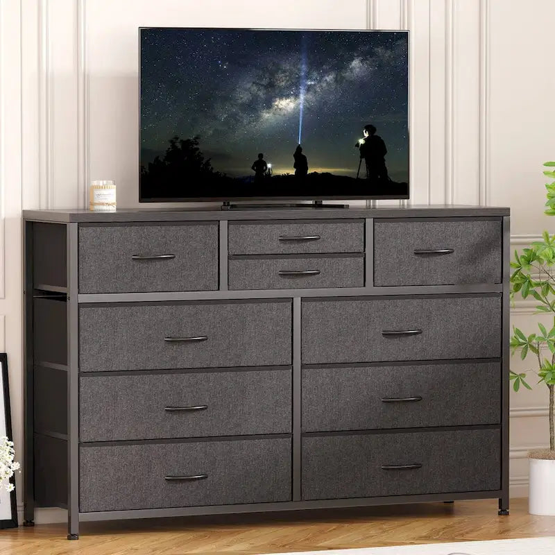 Modern Dresser TV Stand with 10 Drawers - n/a