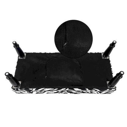 Adeco Cow Print Fabric Rectangular Bench Ottoman