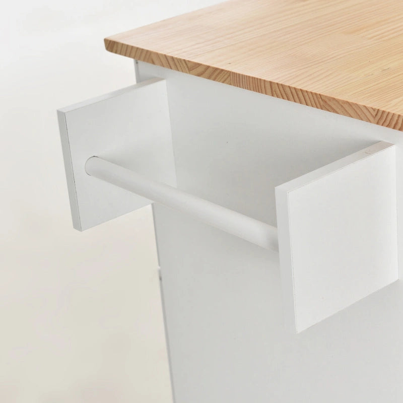 52.7 W Rolling Mobile Kitchen Island with Solid Wood Top and Locking Wheels,Storage Cabinet and Drop Leaf Breakfast Bar