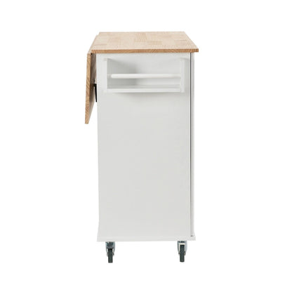 52.7 W Rolling Mobile Kitchen Island with Solid Wood Top and Locking Wheels,Storage Cabinet and Drop Leaf Breakfast Bar