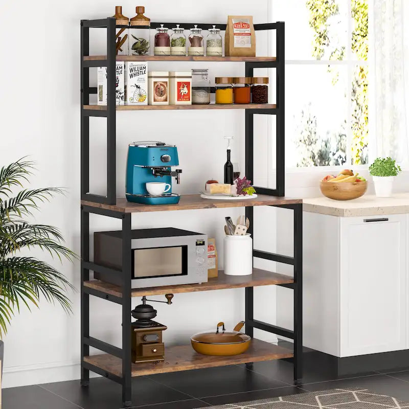 5-Tier Kitchen Bakers Rack with Hutch,Utility Storage Shelf - 31.5 x 15.75 x 62.99 inches