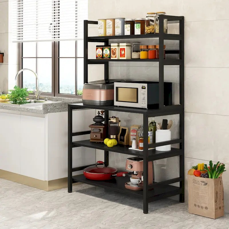 5-Tier Kitchen Bakers Rack with Hutch,Utility Storage Shelf - 31.5 x 15.75 x 62.99 inches