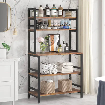 5-Tier Kitchen Bakers Rack with Hutch,Utility Storage Shelf - 31.5 x 15.75 x 62.99 inches