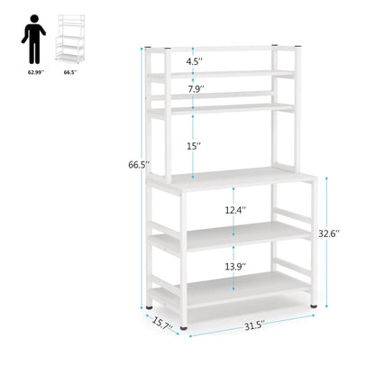 5-Tier Kitchen Bakers Rack with Hutch,Utility Storage Shelf - 31.5 x 15.75 x 62.99 inches