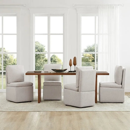 Nathan Dining Chair with Caster & Storage Set of 2 - N/A