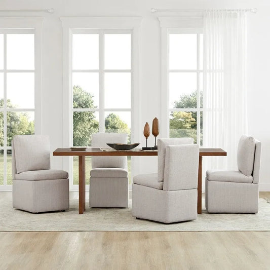 Nathan Dining Chair with Caster & Storage Set of 2 - N/A