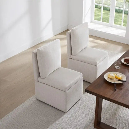 Nathan Dining Chair with Caster & Storage Set of 2 - N/A