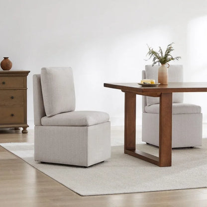 Nathan Dining Chair with Caster & Storage Set of 2 - N/A