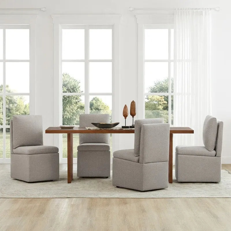 Nathan Dining Chair with Caster & Storage Set of 2 - N/A