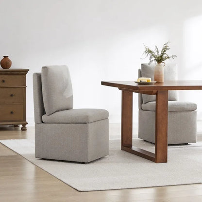 Nathan Dining Chair with Caster & Storage Set of 2 - N/A