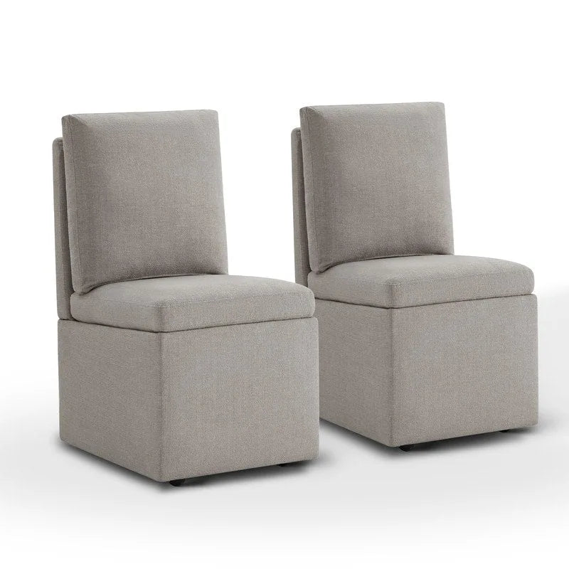 Nathan Dining Chair with Caster & Storage Set of 2 - N/A