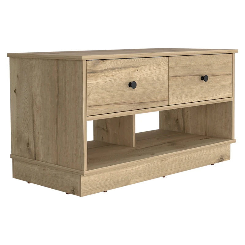 Hamilton 36-inch Wide Storage Bench with 2 Open Shelves and 2 Drawers