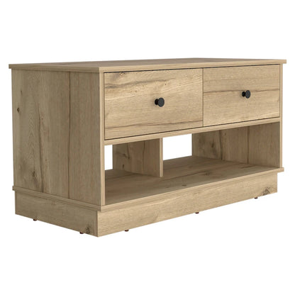 Hamilton 36-inch Wide Storage Bench with 2 Open Shelves and 2 Drawers
