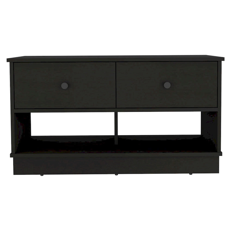 Hamilton 36-inch Wide Storage Bench with 2 Open Shelves and 2 Drawers
