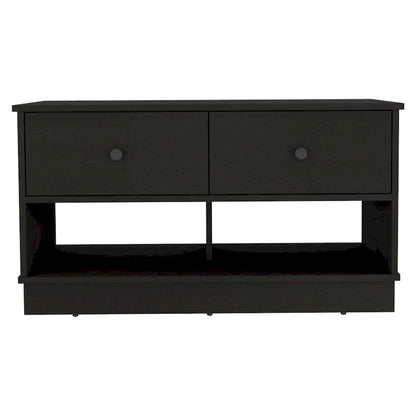 Hamilton 36-inch Wide Storage Bench with 2 Open Shelves and 2 Drawers