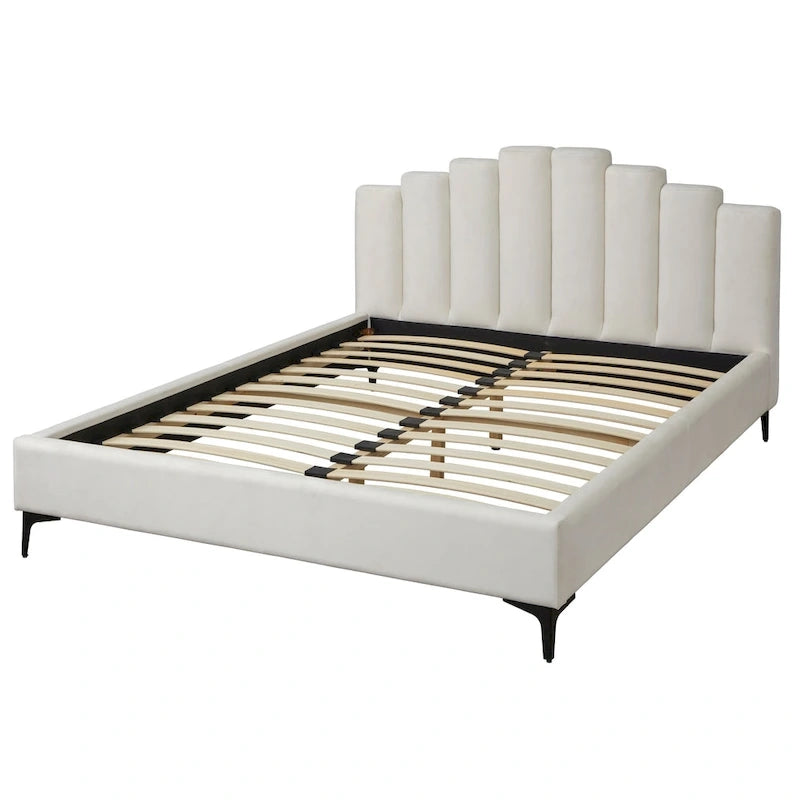 Lifestorey Stark Velvet Upholstered Modern Queen Platform Bed