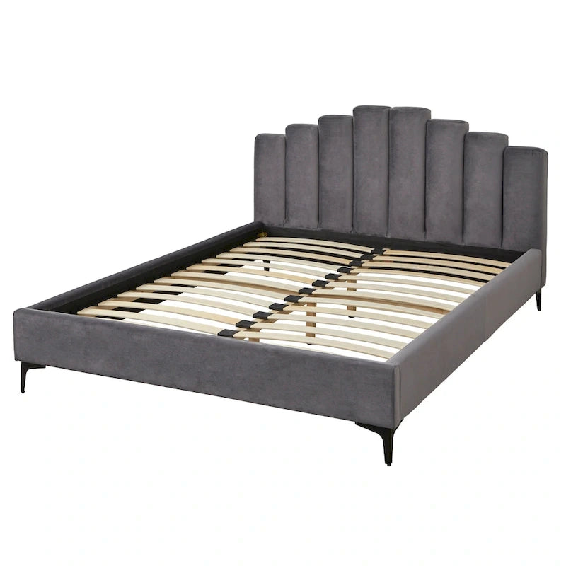 Lifestorey Stark Velvet Upholstered Modern Queen Platform Bed