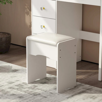 Makeup Vanity Set Dresser w/Mirror Stool 5 Drawers - White/Pink/Black - 31.5L x 15.7W x 52H