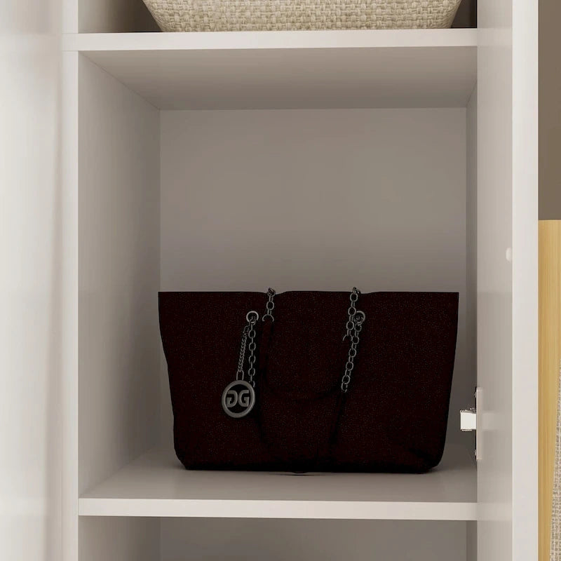 70. H x 47.2 W Wardrobe Cabinet Armoire Three Doors In White Closet