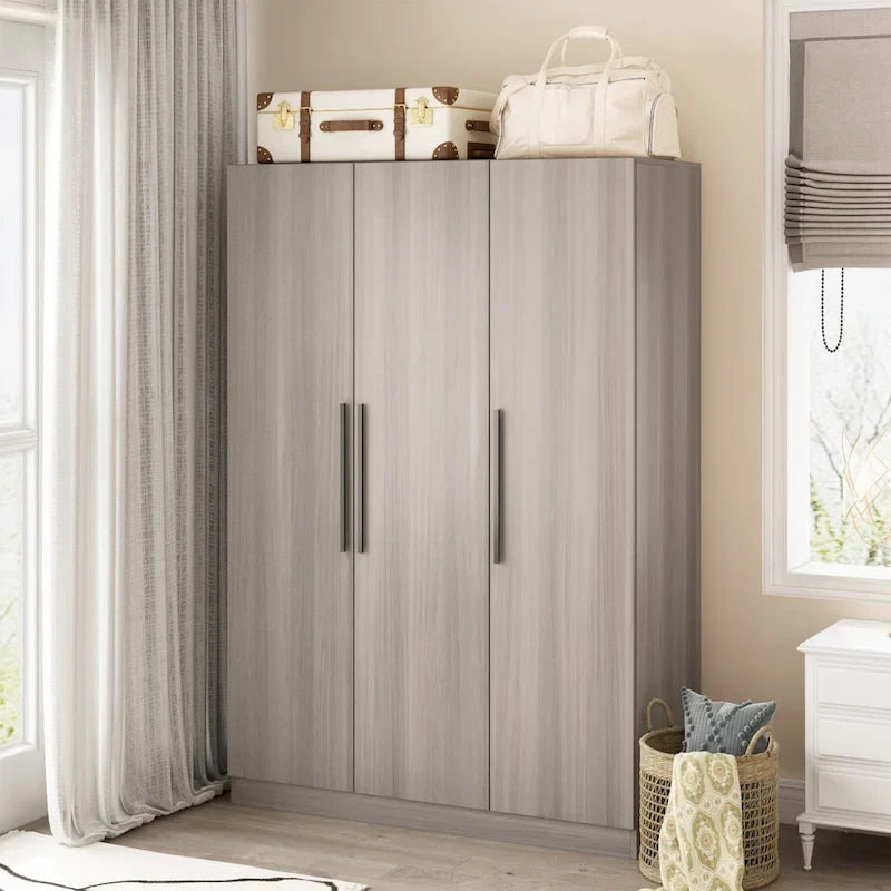 70. H x 47.2 W Wardrobe Cabinet Armoire Three Doors In White Closet