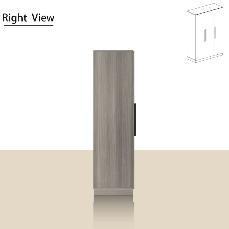 70. H x 47.2 W Wardrobe Cabinet Armoire Three Doors In White Closet