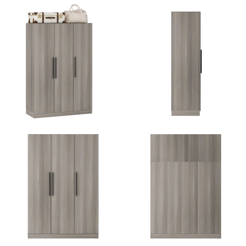 70. H x 47.2 W Wardrobe Cabinet Armoire Three Doors In White Closet