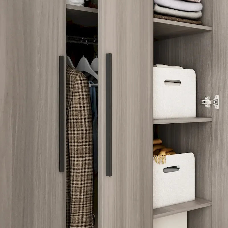 70. H x 47.2 W Wardrobe Cabinet Armoire Three Doors In White Closet