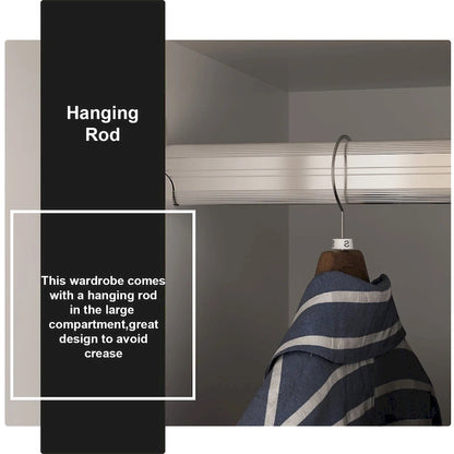 70. H x 47.2 W Wardrobe Cabinet Armoire Three Doors In White Closet