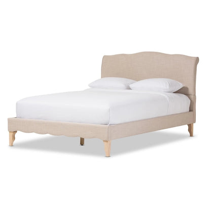 The Gray Barn Ayrshire Downs French Classic Modern Style Beige Mix Linen Fabric Platform Bed