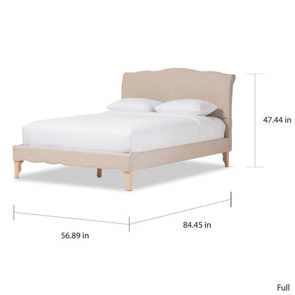 The Gray Barn Ayrshire Downs French Classic Modern Style Beige Mix Linen Fabric Platform Bed