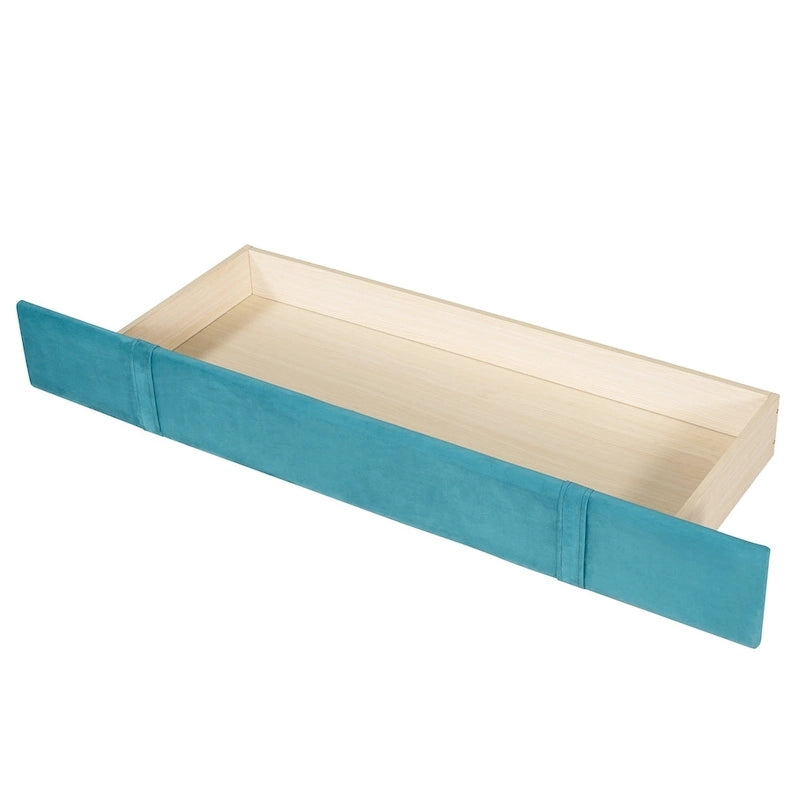 Queen Size Upholstered Platform Bed with Wingback Headboard and a Big Drawer