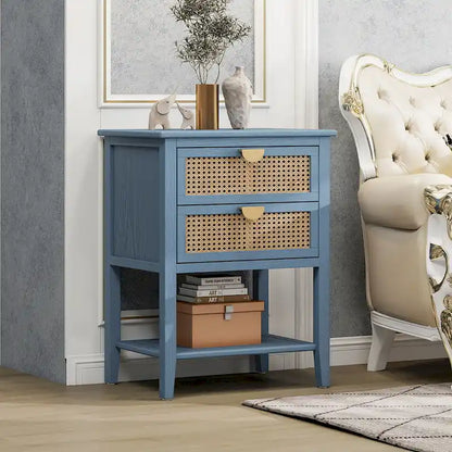 Nightstands with 2 drawers, rattan nightstands, drawers and shelves