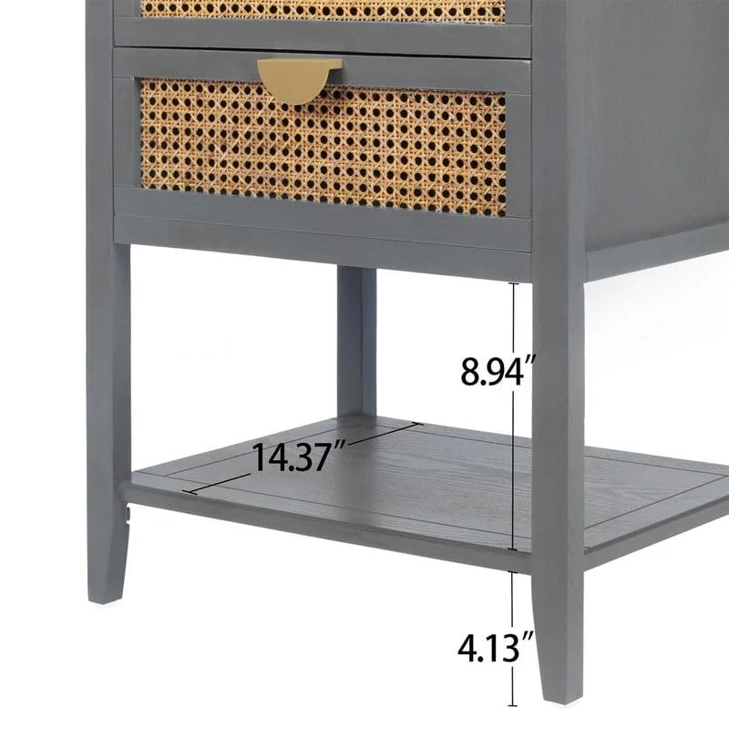 Nightstands with 2 drawers, rattan nightstands, drawers and shelves