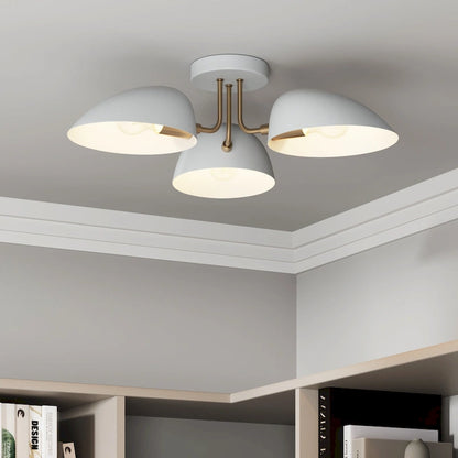 Nathan James Argo Semi Flush Ceiling Mount 3-Light Fixture with Retro Rounded Shade