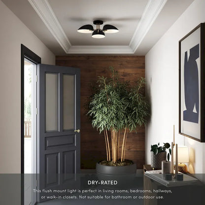 Nathan James Argo Semi Flush Ceiling Mount 3-Light Fixture with Retro Rounded Shade