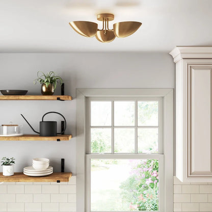 Nathan James Argo Semi Flush Ceiling Mount 3-Light Fixture with Retro Rounded Shade